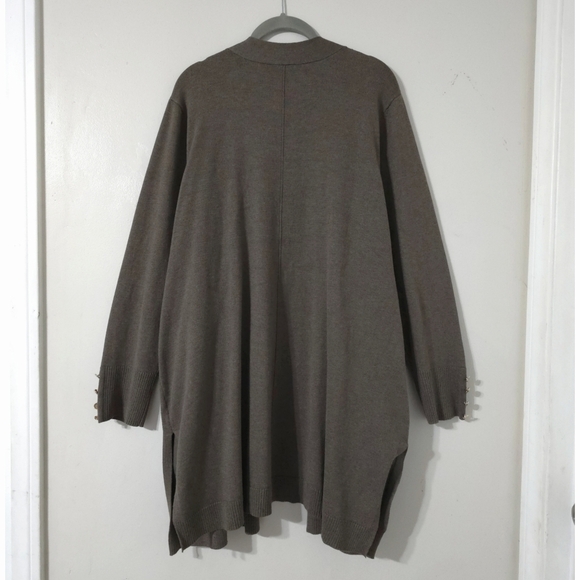 AVENUE Heather Taupe Grey Long Line Open Front Cardigan, Size 18/20, 2X - Picture 8 of 12